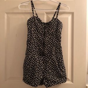 Black Floral Romper with Zipper from H&M